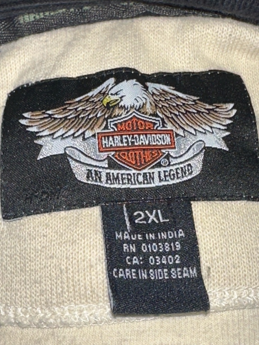 Vintage Black and Cream Long Sleeve Harley Davidson Men's Polo Shirt size 2xl - Picture 5 of 7